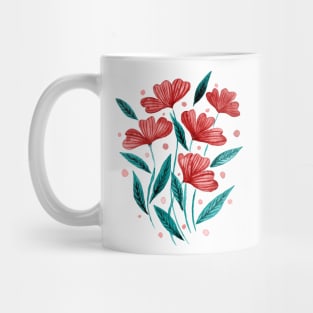 Cute florals - orange and green Mug